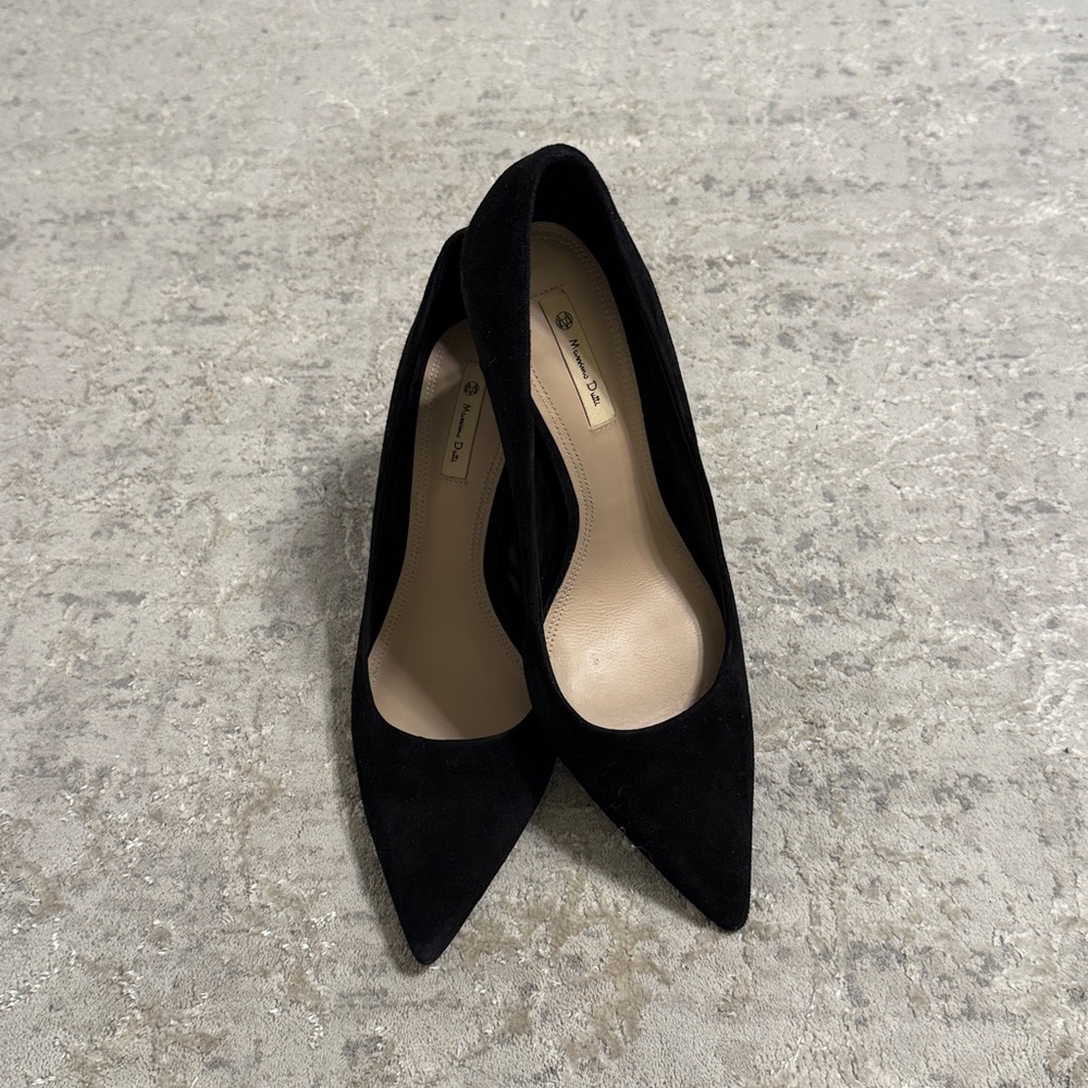 Massimo Dutti Black Suede Pointed-Toe Pumps - Women's